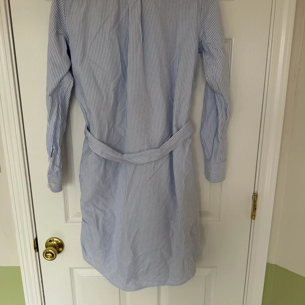 Brooks Brothers Women's Blue and White Striped Long Sleeve Shirt Dress Size 2 - Picture 9 of 10